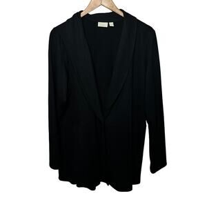LOGO Lounge Jacket Black One Button Comfy Knit Slinky Soft A380821 Office 1X